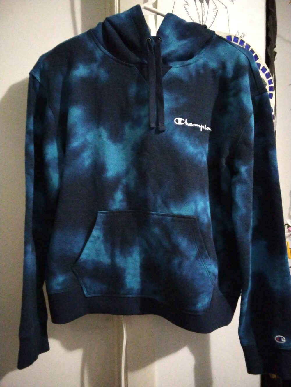 Champion Women's Navy Tie-Dye Hoodie Sweatshirt Sz Medium